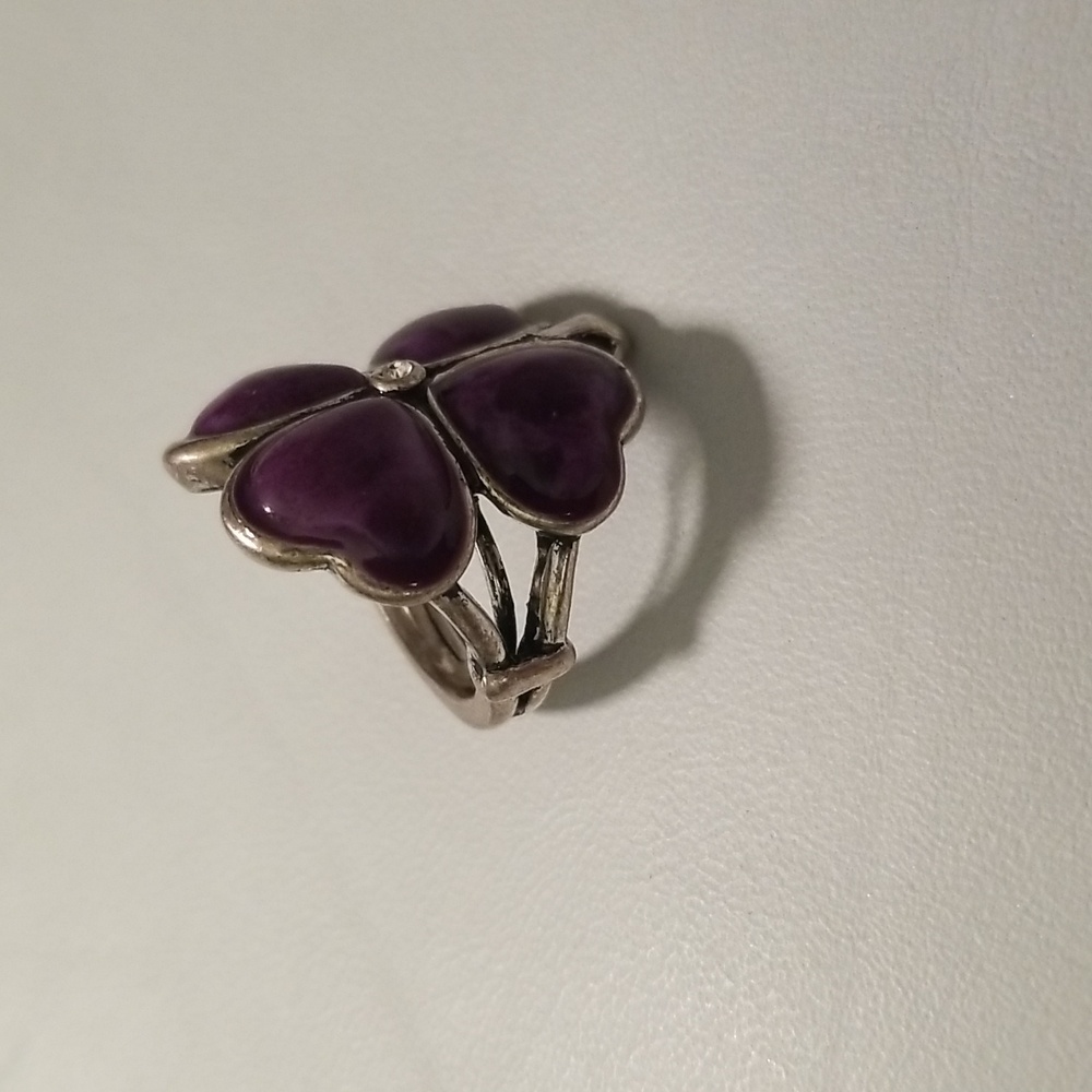 Women's Lucky Brand Purple Four Leaf Clover with Rhinestone Ring; Size 7 - Picture 2 of 8
